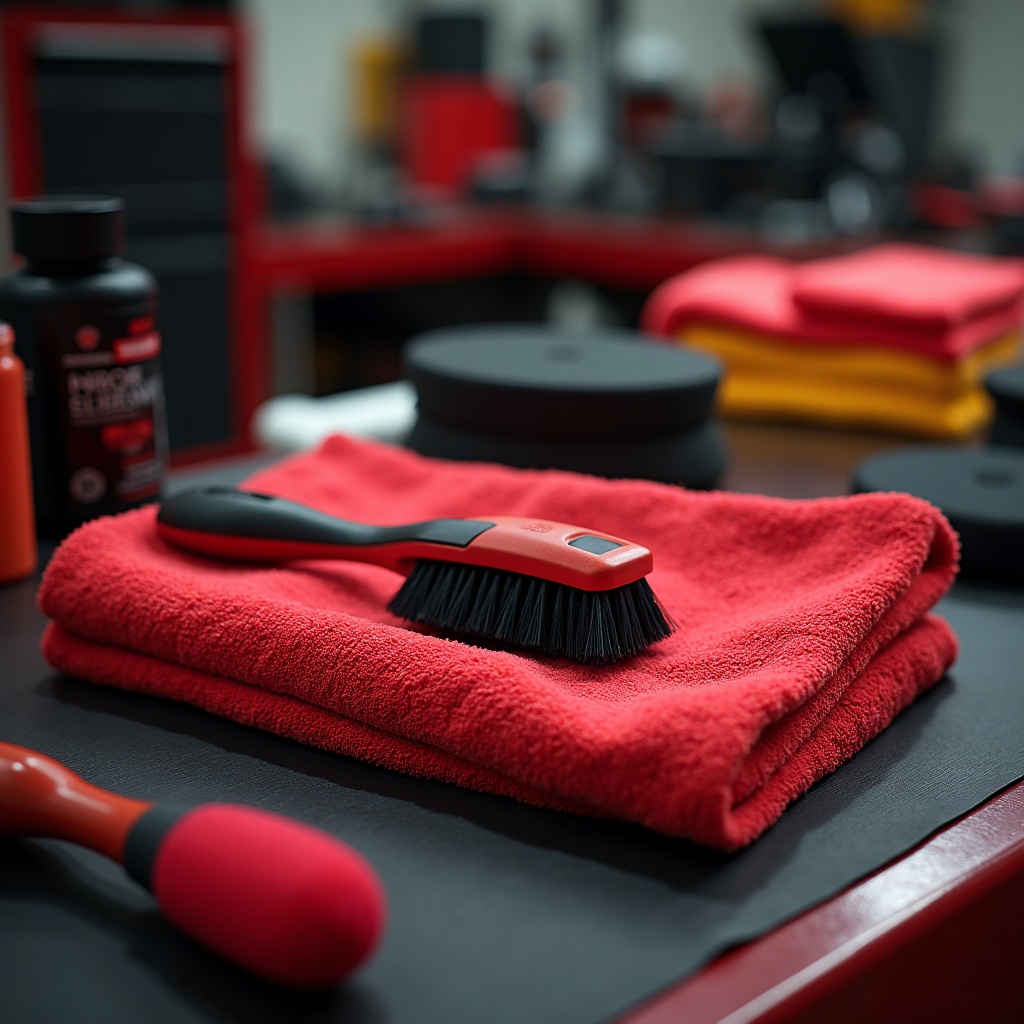 Microfiber towels, pads and brushes for auto detailing